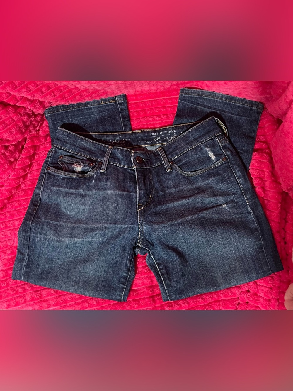 Levi's Women's Slight Curve Straight Leg Jeans in Dark Blue Denim